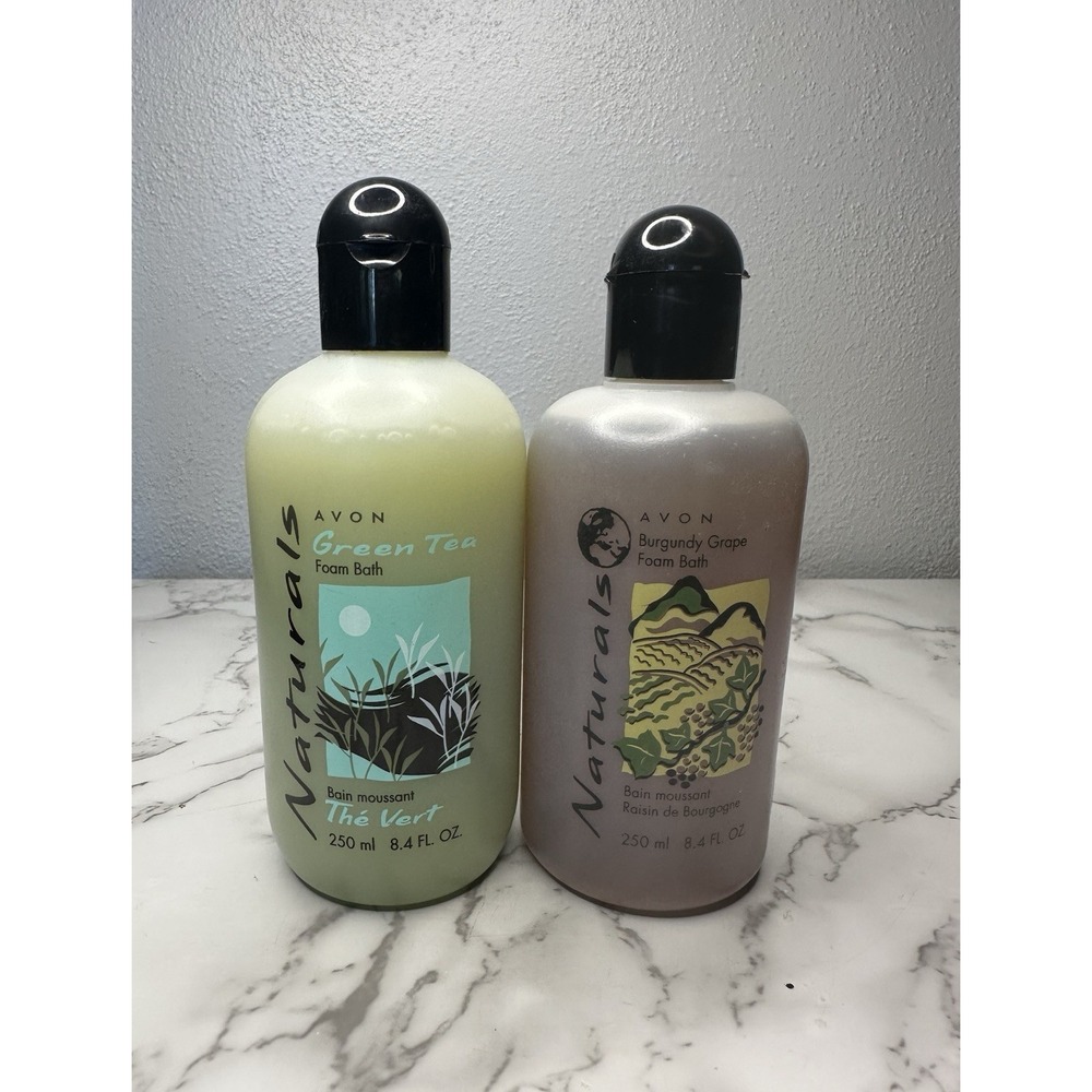 Avon Naturals Foam Bath Green Tea Burgundy Grape 8.4 Oz New
